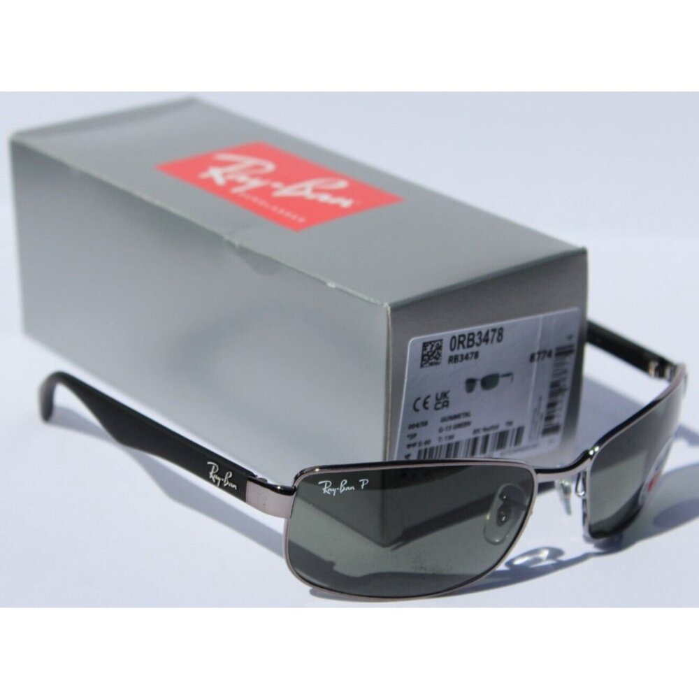 RAY-BAN RB3478 POLARIZED Sunglasses Gunmetal/G-15 Gray Green 004/58 NEW - Picture 11 of 11
